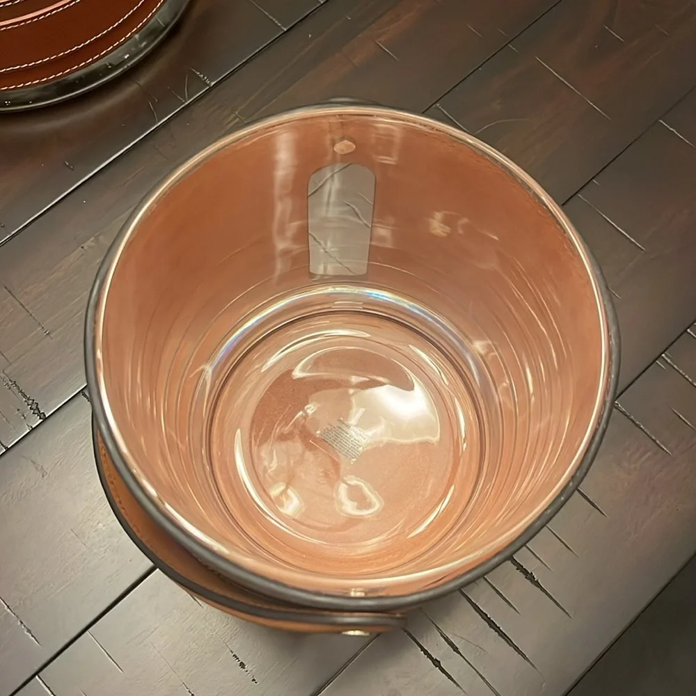 Ralph Lauren Cantwell Saddle Leather Ice Bucket new